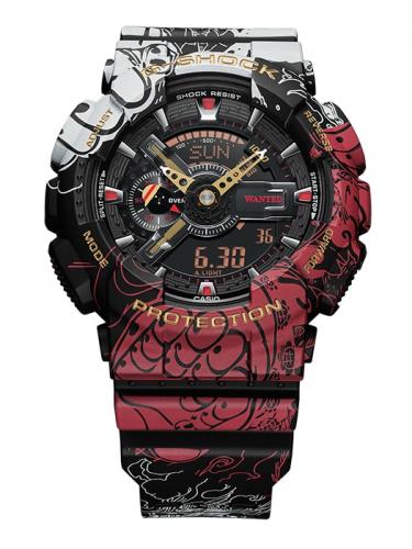 Соломенная шляпа Луффи и слово «WANTED» украшают циферблат часов G-SHOCK «ONE PIECE» GA-110JOP-1A4ER.