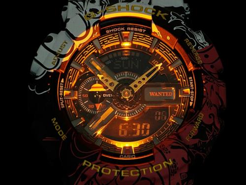 Светодиодная подсветка G-Shock GA-110JOP-1A4ER включается автоматически при повороте часов к лицу.