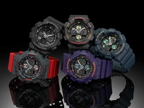 Серия часов CASIO G-SHOCK GA-140 представлена пятью моделями разных цветов с яркими элементами дизайна.