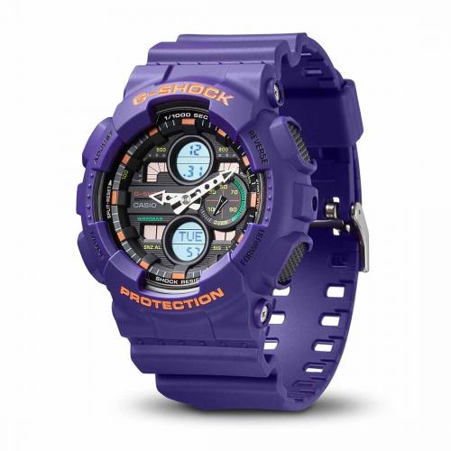 Крупные аналогово-цифровые часы G-SHOCK GA-140-6AER (аналог серий GA-100/110) с ассиметричным дизайном циферблата.