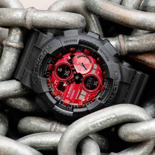 Крупные аналогово-цифровые часы G-SHOCK GA-140AR-1AER Anti-Magnetic с обновленным ассиметричным дизайном циферблата.