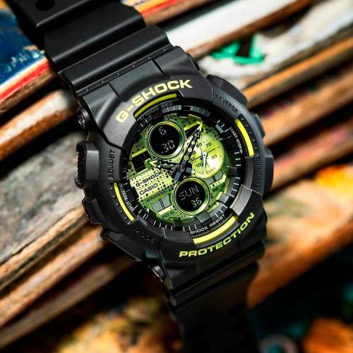 Комбинация спортивной и футуристической атмосферы в часах CASIO GA-140DC-1AER дополняет уличную и спортивную одежду. 