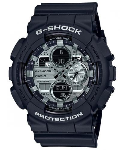 Противоударные часы в стиле ретро 90-х CASIO G-SHOCK GA-140GM-1A1ER черные с Ana-Digi циферблатом metallic, LED wr200m.