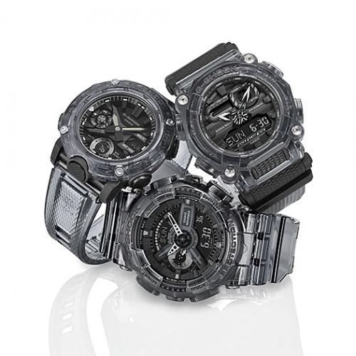 Серия часов G-SHOCK «Transparent Pack» представлена тремя моделями: GA-2000SKE-8AER, GA-110SKE-8AER, GA-900SKE-8AER.