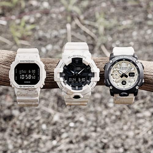 Серия бежевых часов G-SHOCK «Earth Color Tone» представлена моделями: DW-5600WM-5ER, GA-700WM-5A, GA-2000WM-1AER.