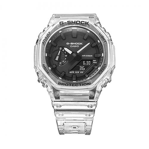 Восьмиугольный корпус часов G-SHOCK GA-2100SKE-7AER изготовлен по технологии Carbon Core Guard из углеродного волокна.