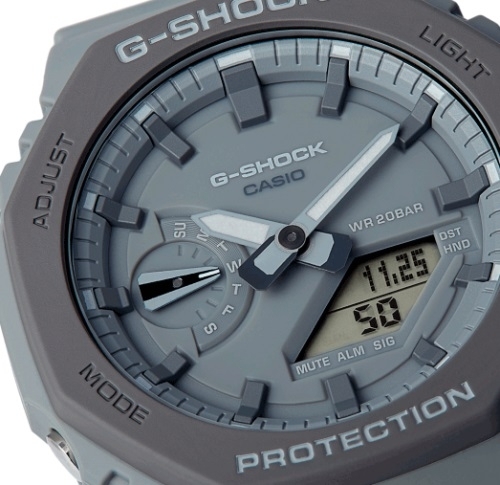 Восьмиугольный корпус часов G-SHOCK GA-2110ET-8AER изготовлен по технологии Carbon Core Guard из углеродного волокна.