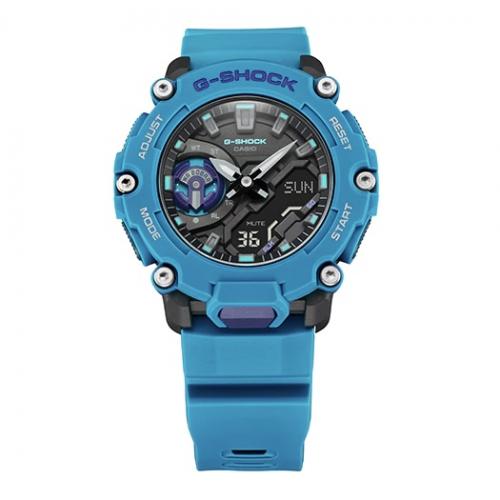 Индустриальный стиль часов G-SHOCK GA-2200-2AER проявляется в круглом безеле с 6 винтами, демонстрируя высокую прочность.