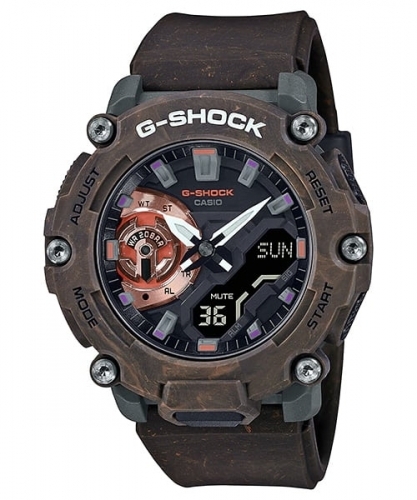 Ударопрочные карбоновые часы CASIO G-SHOCK GA-2200MFR-5AER Mystic Foggy Forest коричневые в индустриальном стиле, 200m.