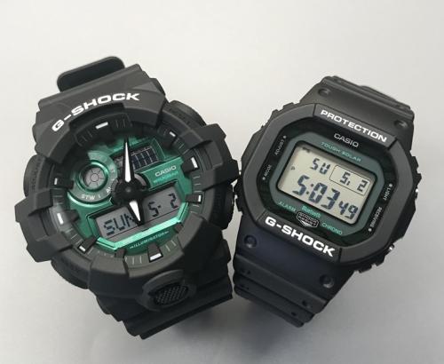Серия CASIO G-SHOCK Midnight Green MG представлена противоударными часами: GA-700MG-1AER, GW-B5600MG-1ER.