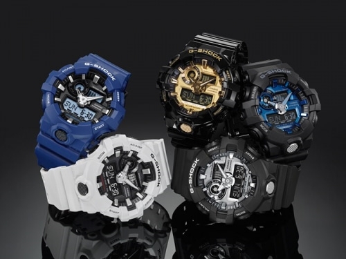 Серия часов CASIO G-SHOCK GA-710 представлена пятью моделями разных цветов с яркими элементами дизайна.