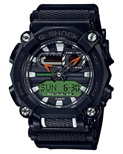 Крупные 10-гранные противоударные часы CASIO G-SHOCK GA-900E-1A3ER Industrial со сменным ремнем, Ana-Digi, LED, wr200m.