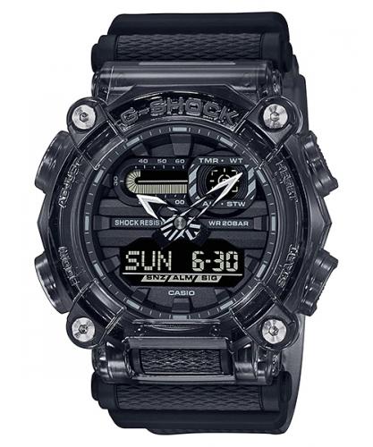 Полупрозрачные 10-гранные ударопрочные часы CASIO G-SHOCK GA-900SKE-8AER Skeleton дымчато-серые, Ana-Digi, wr200m.