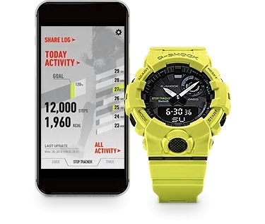 Bluetooth® позволяет подключать часы G-SHOCK GBA-800-9AER к смартфону, обеспечивая доступ ко многим функциям.