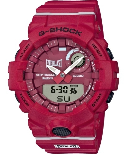 Лимитированные ударопрочные часы CASIO G-SHOCK GBA-800EL-4AER EVERLAST красные, шагомер, Bluetooth, Ana-Digi, wr200m.