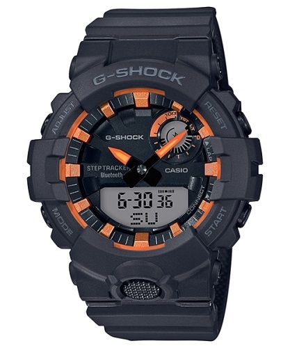Лимитированные ударопрочные часы CASIO G-SHOCK GBA-800SF-1AER «Fire Package 2020» черно-оранжевые, Step Tracker, Bluetooth.