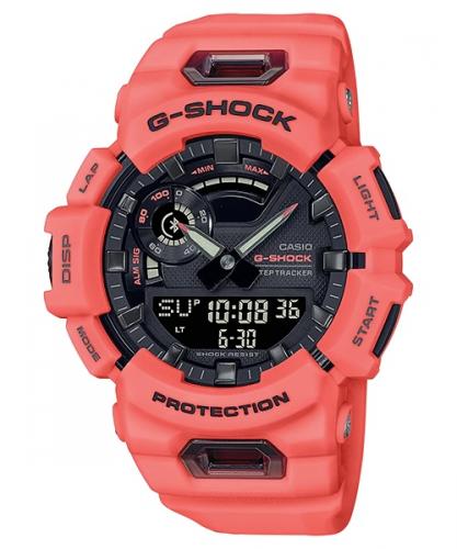 Противоударные фитнес-часы для бега CASIO G-SHOCK GBA-900-4AER красные, Life Log, Step Tracker, Bluetooth, счетчик калорий, Ana-Digi.