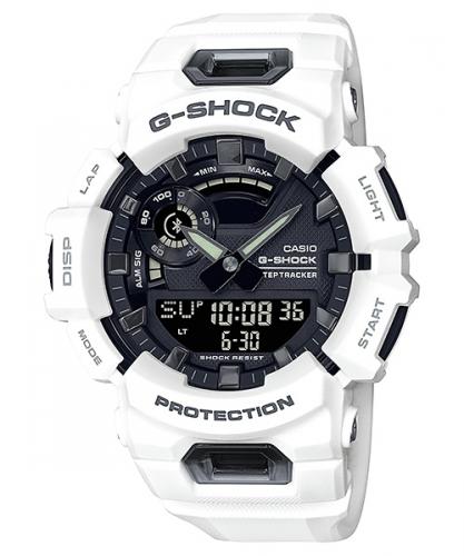 Ударопрочные фитнес-часы для бега CASIO G-SHOCK GBA-900-7AER белые, шагомер, Life Log, Bluetooth, счетчик калорий, Ana-Digi.