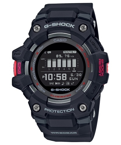Ударопрочные фитнес-часы CASIO G-SHOCK GBD-100-1ER Black, шагомер, уведомления, Bluetooth, счетчик калорий, MIP, digi, 200m.