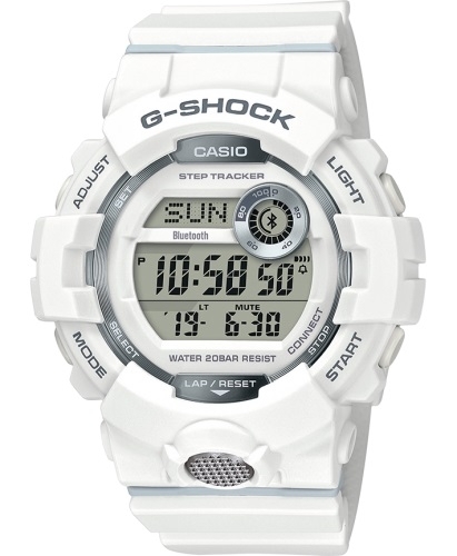 Противоударные электронные часы CASIO G-SHOCK GBD-800-7ER G-SQUAD белые, Step Tracker, Bluetooth, Auto LED, wr200m.