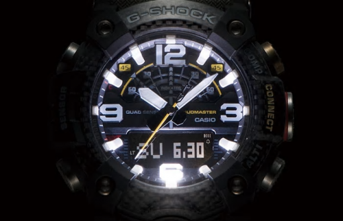 Автоподсветка циферблата часов G-SHOCK GG-B100-1A3ER осуществляется с помощью мощного светодиода Super Illuminator.
