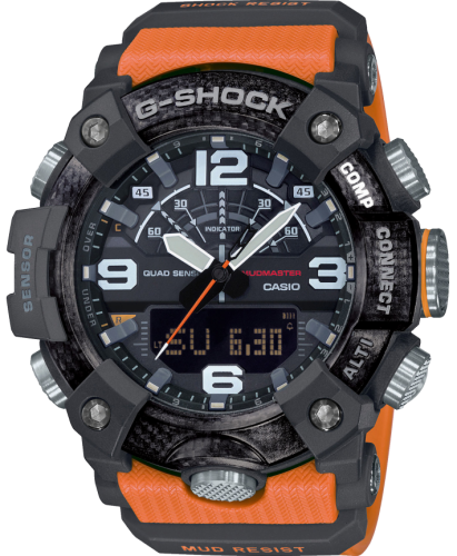 Грязезащищенные карбоновые часы CASIO G-SHOCK GG-B100-1A9ER Mudmaster Orange Step Tracker, Quad Sensor, Bluetooth, Log, wr200m.