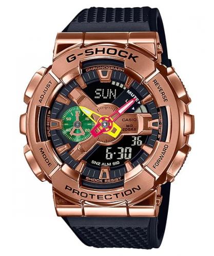 Лимитированные ударопрочные часы CASIO G-SHOCK GM-110RH-1AER «Rui Hachimura» со стальной накладкой Rose Gold, Ana-Digi 200m.