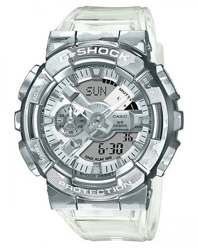 Камуфляжные ударопрочные часы CASIO G-SHOCK GM-110SCM-1AER Metal Skeleton Camouflage со стальной накладкой, Ana-Digi.
