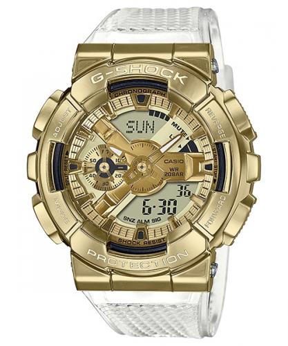 Крупные ударопрочные часы CASIO G-SHOCK GM-110SG-9AER Gold Ingot Skeleton стальная накладка, полупрозрачный ремень, Ana-Digi.