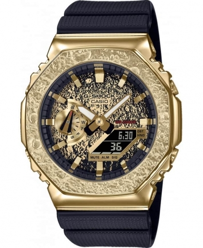 Лимитированные ударопрочные часы CASIO G-SHOCK GM-2100MG-1AER CasiOak «The Moon» со стальной IP Gold накладкой, 200m.