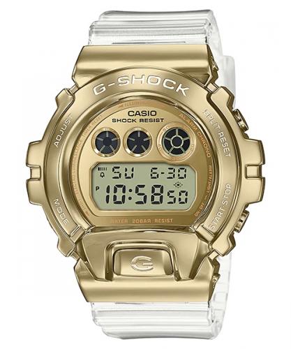 Крупные ударопрочные часы CASIO G-SHOCK GM-6900SG-9ER Gold Ingot Skeleton стальная накладка, прозрачный ремень, цифровые.