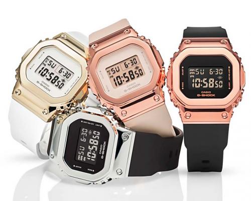 Серия женских часов GM-S5600 является уменьшенной версией классического квадратного GM-5600 с стальной накладкой.