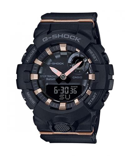 Женские ударопрочные фитнес часы CASIO G-SHOCK GMA-B800-1AER (S Series) Black&RG, Step Tracker, Bluetooth, Ana-Digi, wr200m.