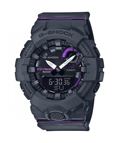 Женские ударопрочные фитнес часы CASIO G-SHOCK GMA-B800-8AER (S Series) серые, Step Tracker, Bluetooth, Ana-Digi, wr200m.