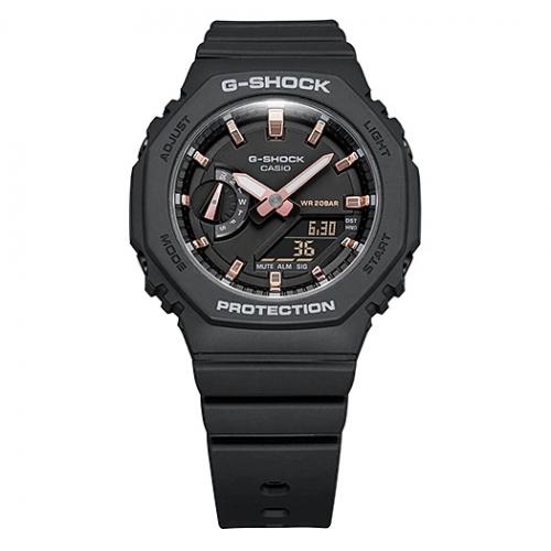 Восьмиугольный корпус часов G-SHOCK GMA-S2100-1AER изготовлен по технологии Carbon Core Guard из углеродного волокна.