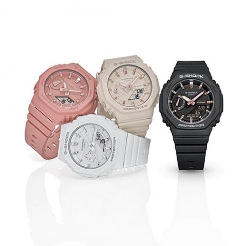 Тонкие женские карбоновые часы G-SHOCK GMA-S2100: GMA-S2100-4A2ER, GMA-S2100-7AER, GMA-S2100-4AER, GMA-S2100-1AER.