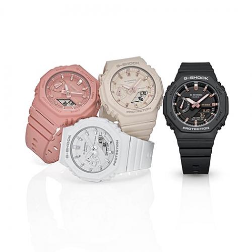 Тонкие женские карбоновые часы G-SHOCK GMA-S2100: GMA-S2100-4A2ER, GMA-S2100-7AER, GMA-S2100-4AER, GMA-S2100-1AER.