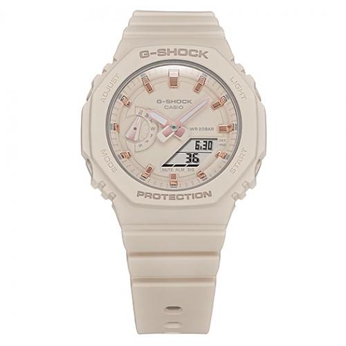 Восьмиугольный корпус часов G-SHOCK GMA-S2100-4AER изготовлен по технологии Carbon Core Guard из углеродного волокна.