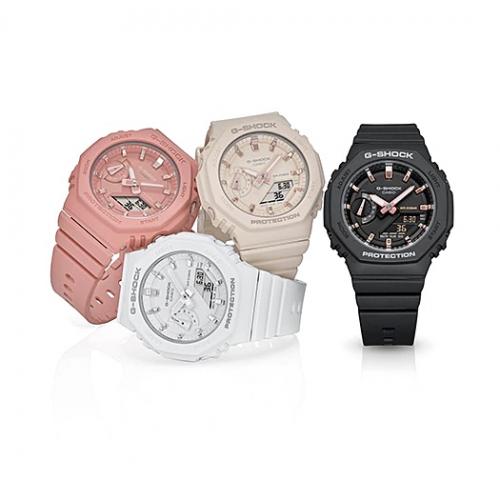 Тонкие женские карбоновые часы G-SHOCK GMA-S2100: GMA-S2100-4A2ER, GMA-S2100-7AER, GMA-S2100-4AER, GMA-S2100-1AER.