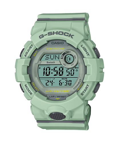 Женские ударопрочные фитнес часы CASIO G-SHOCK GMD-B800SU-3ER Pastel S Series зеленые, шагомер, Bluetooth digital wr200m.