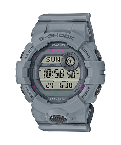 Женские ударопрочные фитнес часы CASIO G-SHOCK GMD-B800SU-8ER Pastel S Series Grey, Step Tracker, Bluetooth, digital, wr200m.