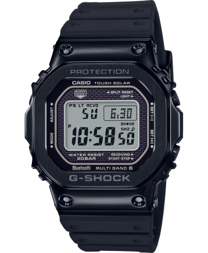 Стальные противоударные часы CASIO G-SHOCK GMW-B5000G-1ER Full Metal IP-Black на полимерном ремне Bluetooth Solar 200m.