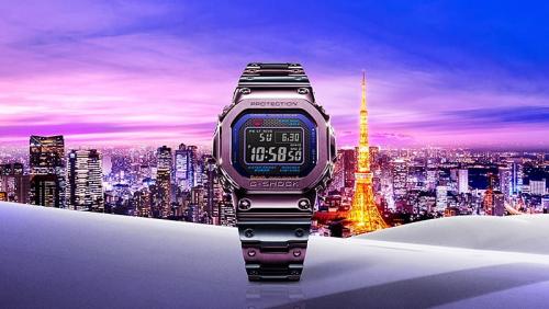 Фиолетово-синяя расцветка часов GMW-B5000PB-6ER Special Edition вдохновлена сумеречным городским пейзажем Токио.