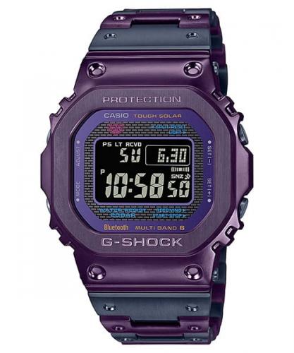 Лимитированные противоударные стальные часы CASIO G-SHOCK GMW-B5000PB-6ER «Tokyo twilight» Purple&Blue Bluetooth Solar.