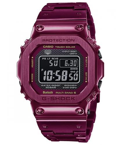 Лимитированные ударопрочные стальные часы CASIO G-SHOCK GMW-B5000RD-4ER Red IP на браслете, Bluetooth, Solar, wr200m.