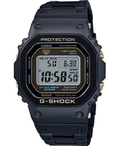 Лимитированные ударопрочные титановые часы CASIO G-SHOCK GMW-B5000TB-1ER Black DLC с сапфиром, Bluetooth, Solar, wr200m.