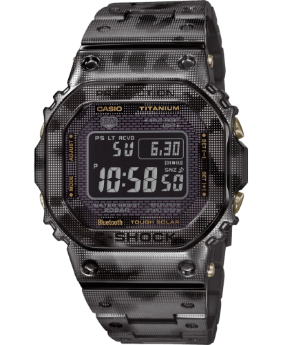 Лимитированные титановые ударопрочные часы CASIO G-SHOCK GMW-B5000TCM-1ER камуфляж DLC, сапфир, Bluetooth Solar 200m.