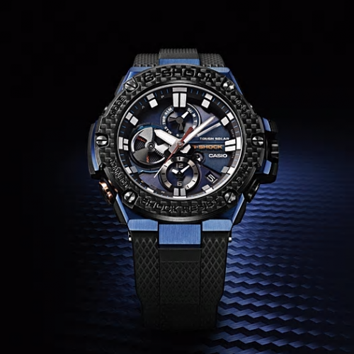 Ударопрочные аналоговые часы CASIO G-SHOCK GST-B100XB-2AER с карбоновым безелем Torayca и сапфировым стеклом.