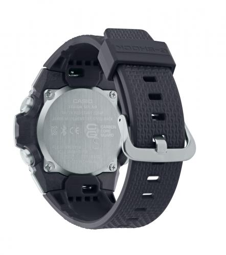 Полимерный ремешок часов CASIO G-SHOCK GST-B400-1AER легко заменяется благодаря встроенному ползунковому рычагу.