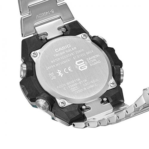 Внутренний корпус часов GST-B400CD-1A3ER изготовлен из карбона по технологии Carbon Core Guard и покрыт стальной накладкой.